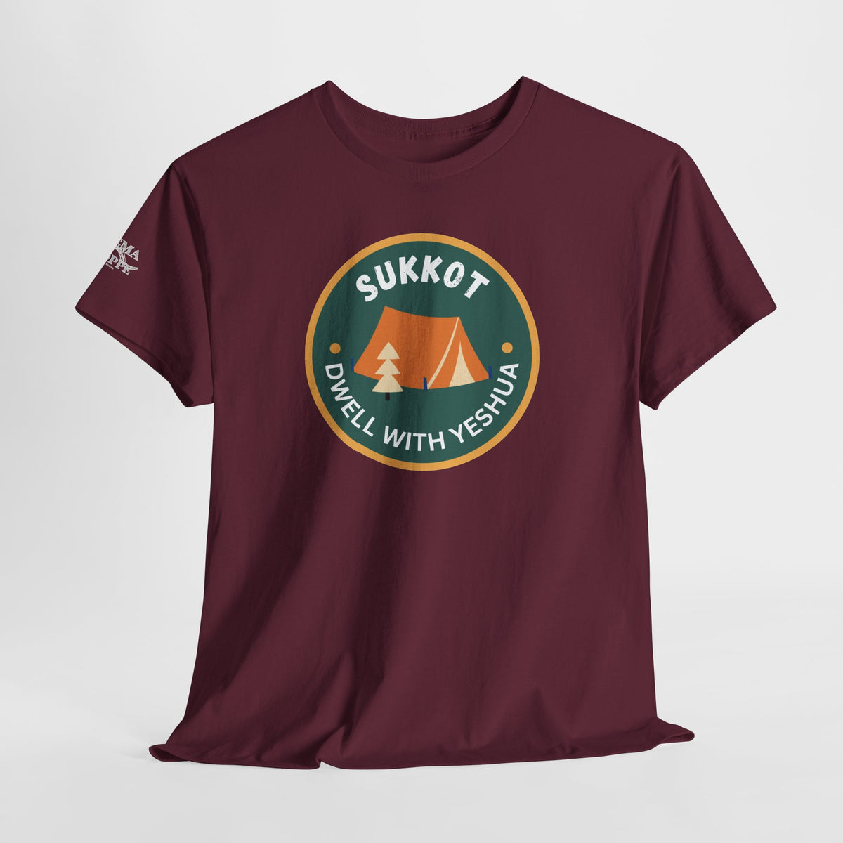 Sukkot Camping Tee — “Dwell With Yeshua” Biblical Feast T‑Shirt