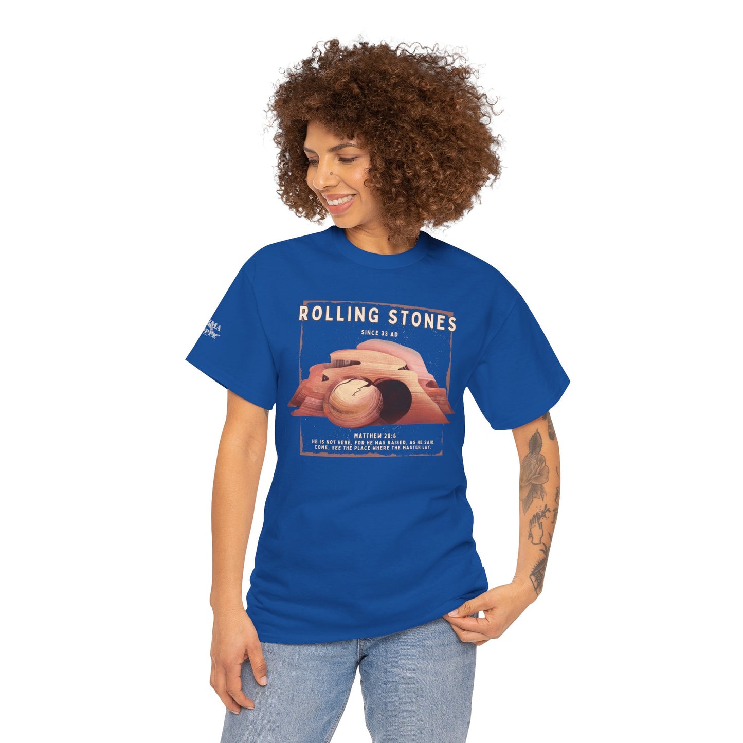 Rolling Stones Since 33 AD Biblical Graphic Tee — "Hebrew Hahas" Vintage Faith Shirt