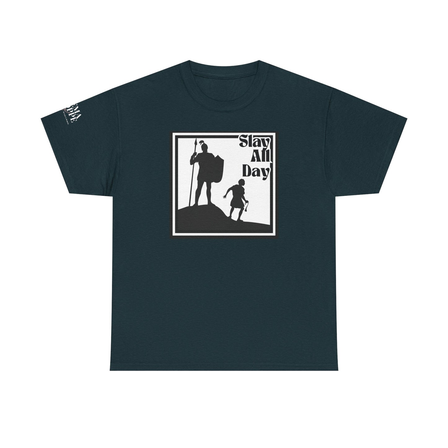 Slay All Day David and Goliath Unisex Heavy Cotton T-Shirt Biblical Humor Tee