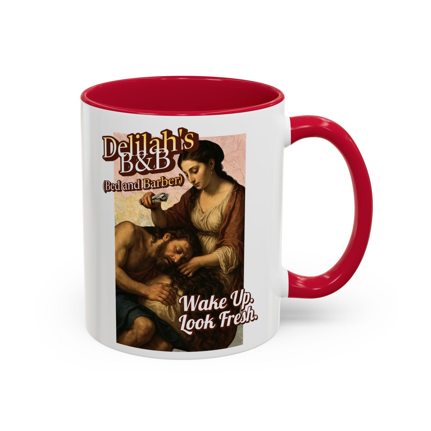 Funny Vintage Sampson Delilah's B&B Coffee Mug Bible Humor