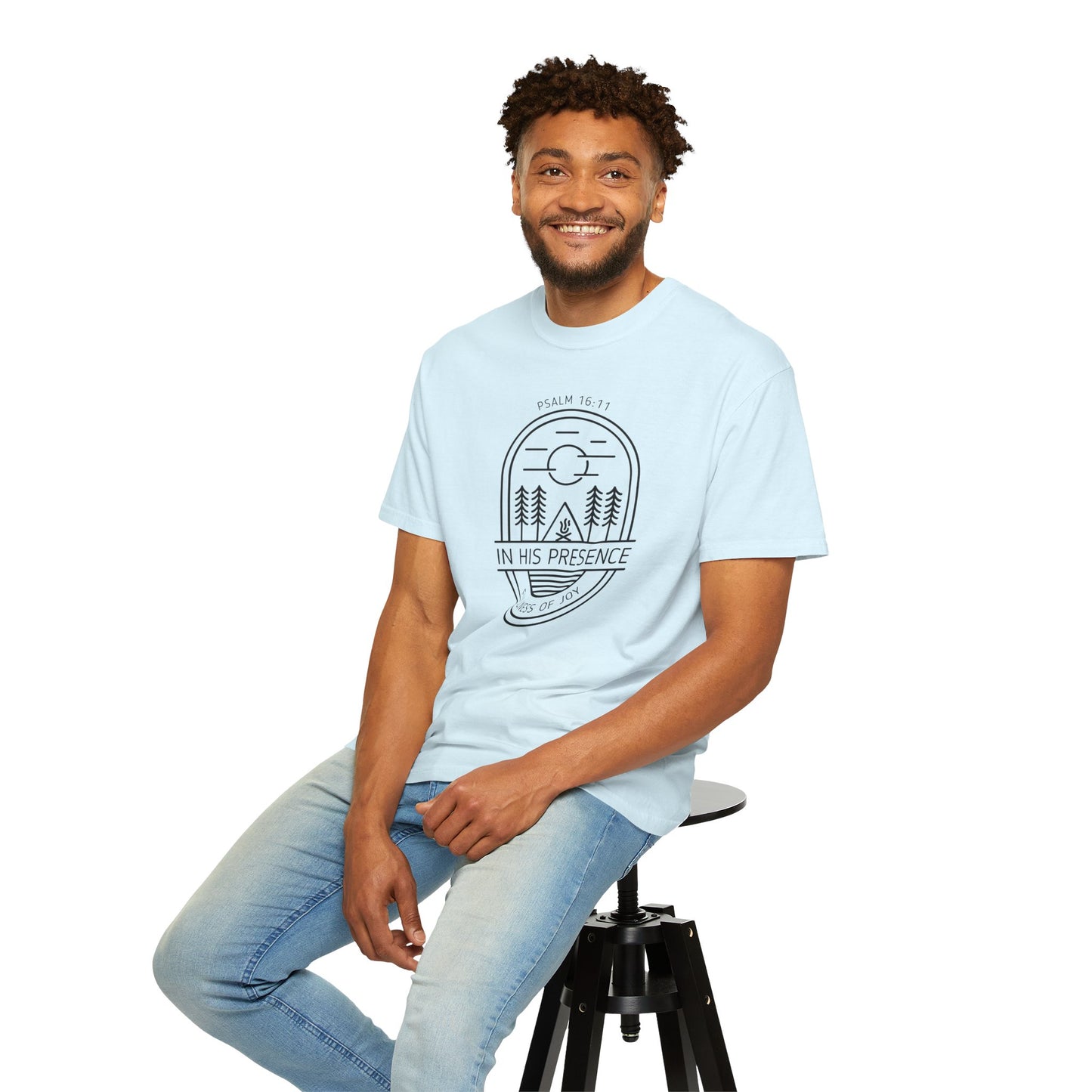 In His Presence T-Shirt — Psalm 16:11 Bible Verse Nature Comfort Colors Cotton Shirt