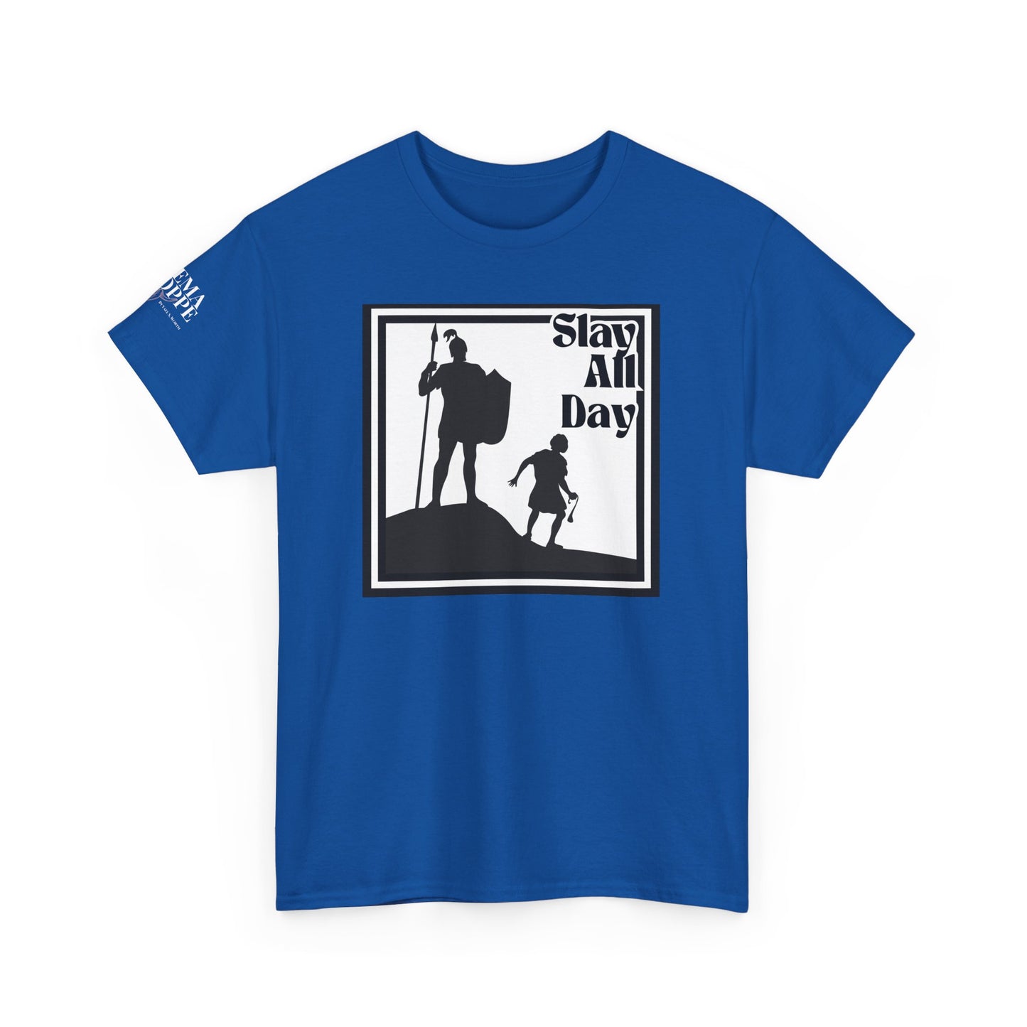 Slay All Day David and Goliath Unisex Heavy Cotton T-Shirt Biblical Humor Tee