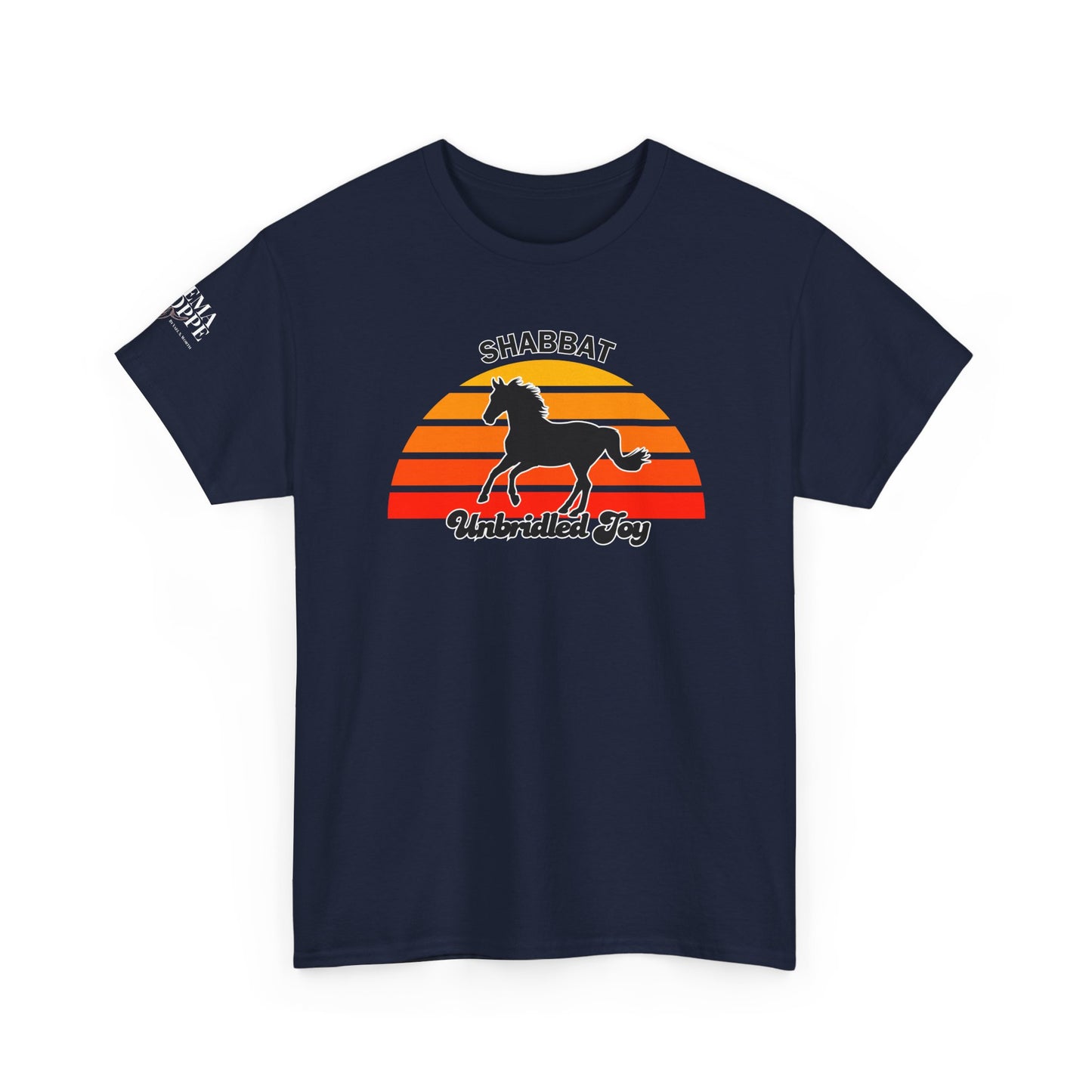 Shabbat Unbridled Joy Tee — Retro Horse Sabbath Sunset T‑Shirt