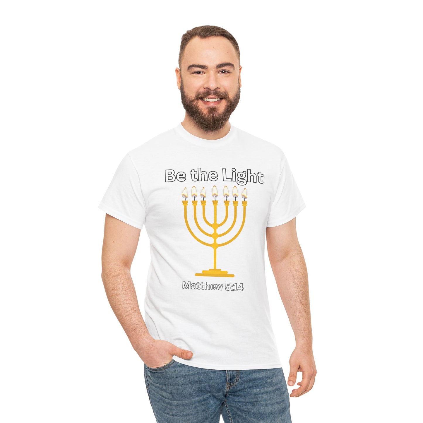 Be the Light Menorah: Unisex Heavy Cotton Tee Matthew 5:14