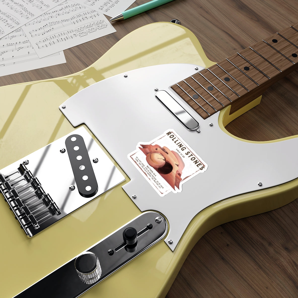 Rolling Stones Since 33 AD Die-Cut Sticker — Resurrection Tomb Illustration with Matthew 28:6
