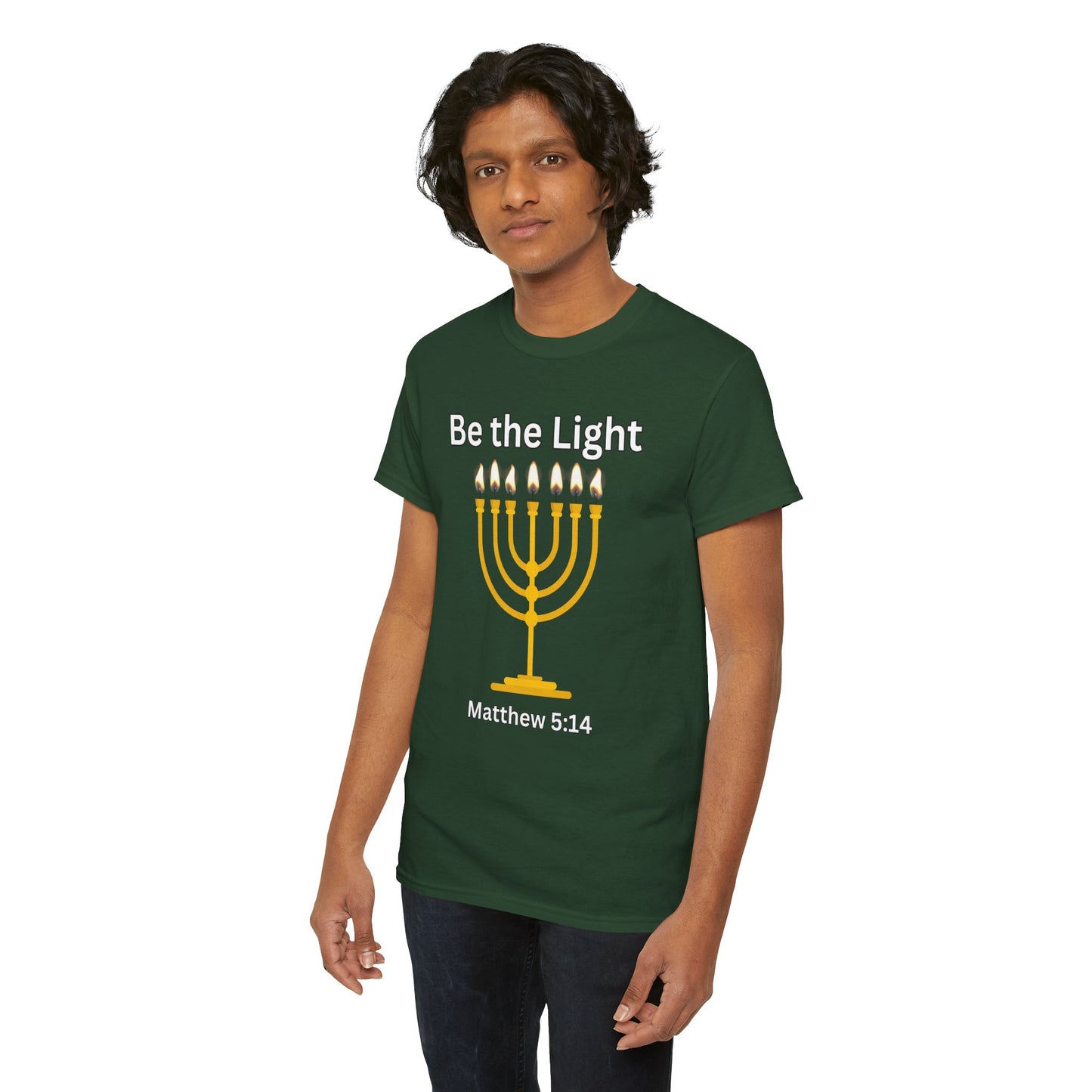 Be the Light Menorah: Unisex Heavy Cotton Tee Matthew 5:14