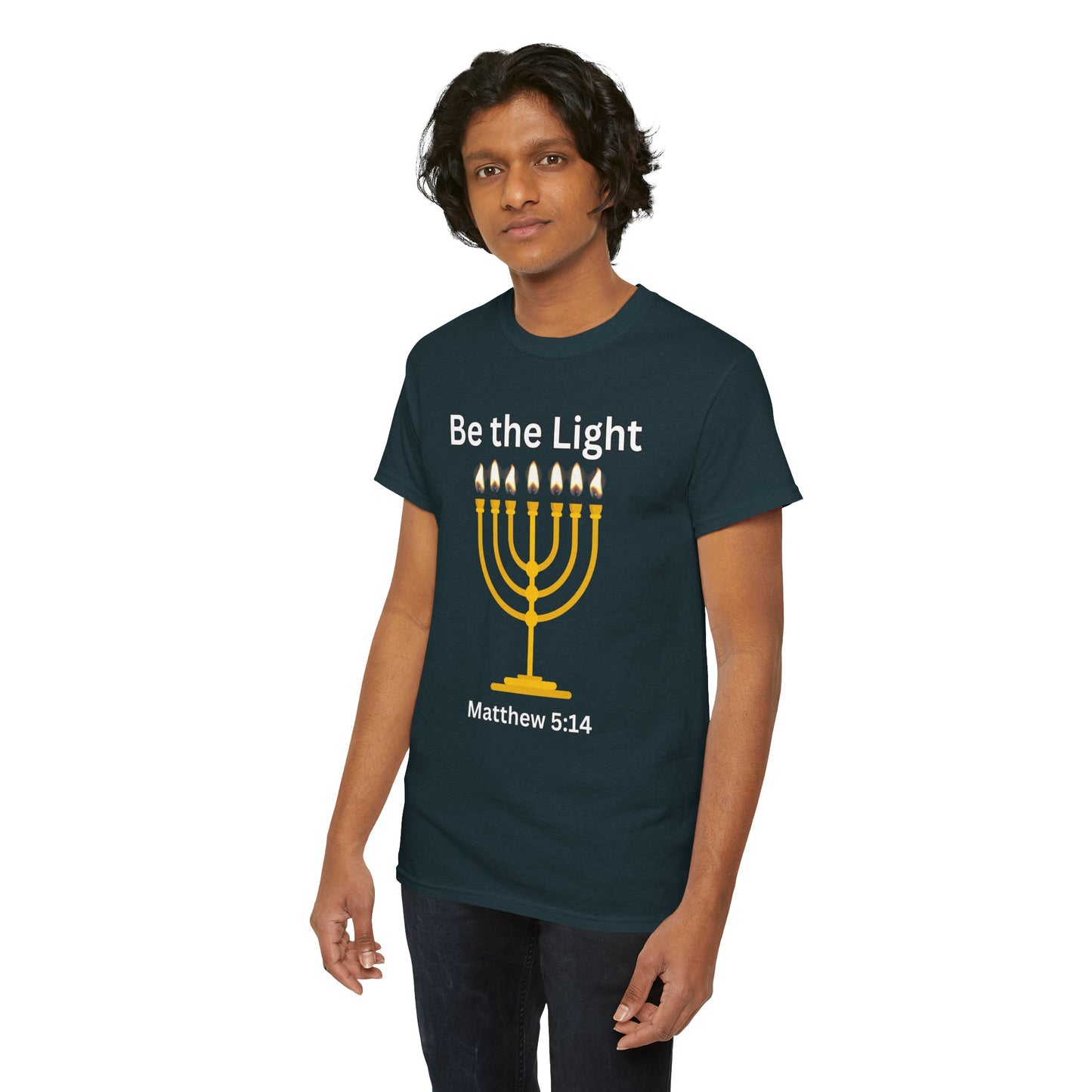 Be the Light Menorah: Unisex Heavy Cotton Tee Matthew 5:14