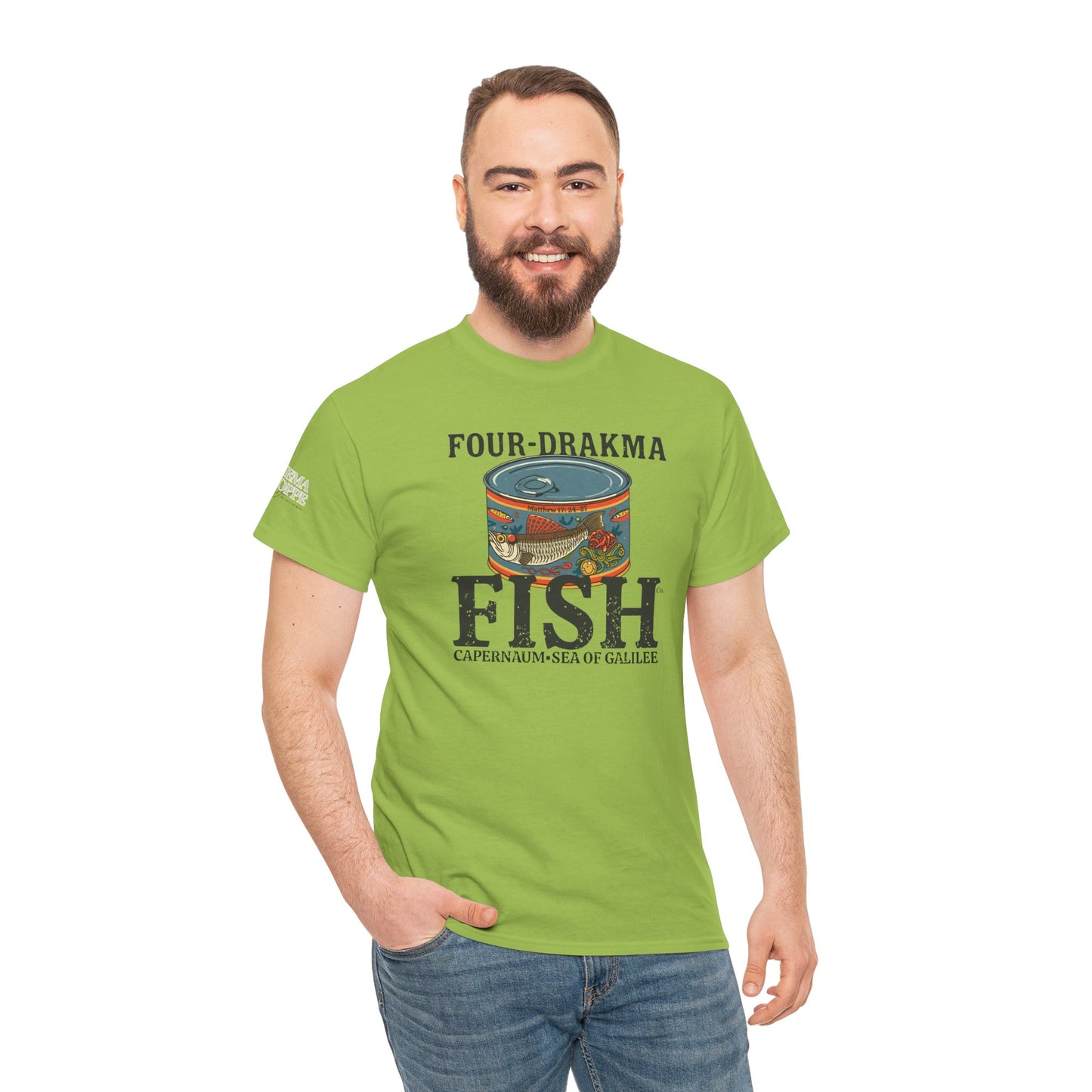 Vintage Four-Drachma Fish Co Matthew 17:24-27 Unisex Tee for Fishermen and Bible Enthusiasts