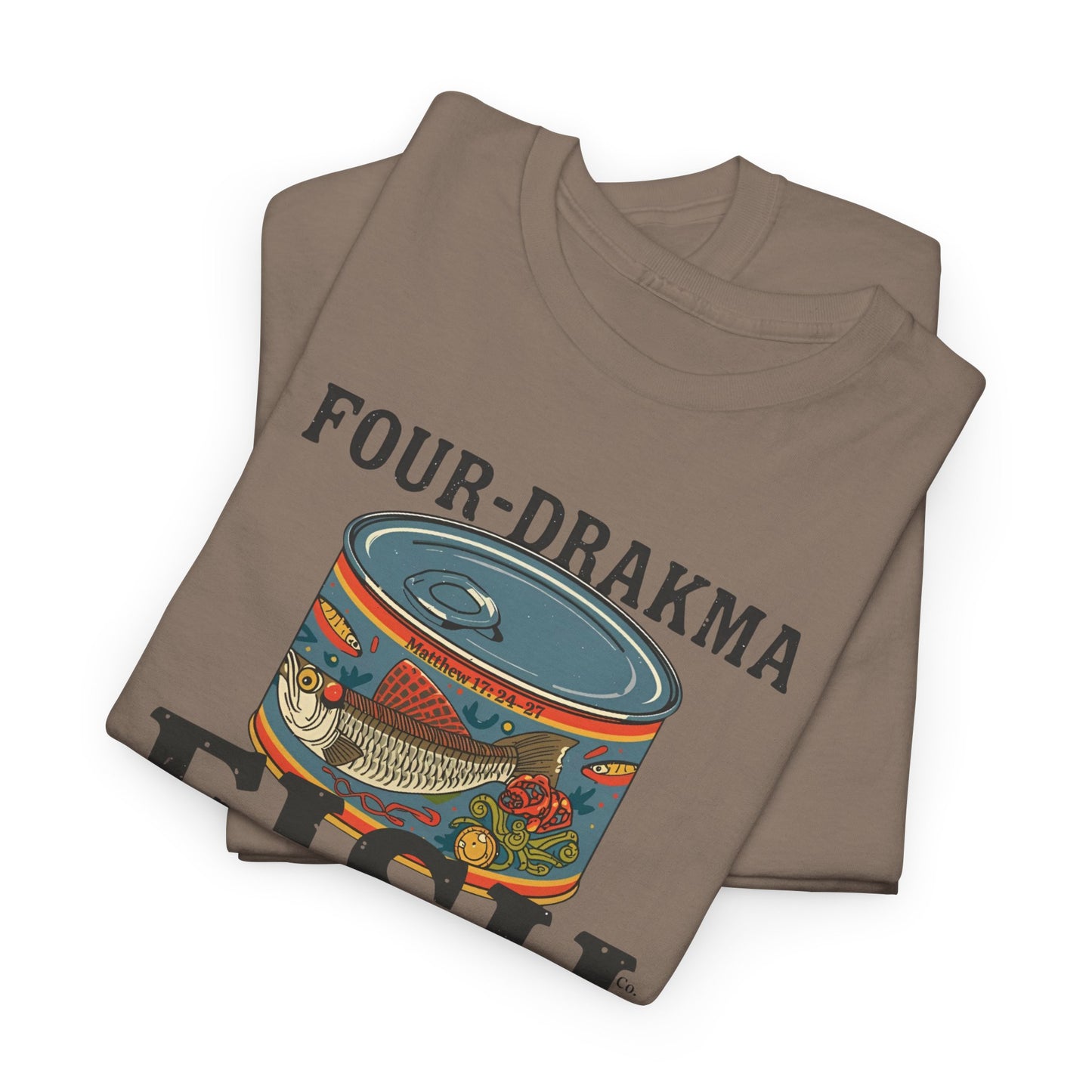 Vintage Four-Drachma Fish Co Matthew 17:24-27 Unisex Tee for Fishermen and Bible Enthusiasts