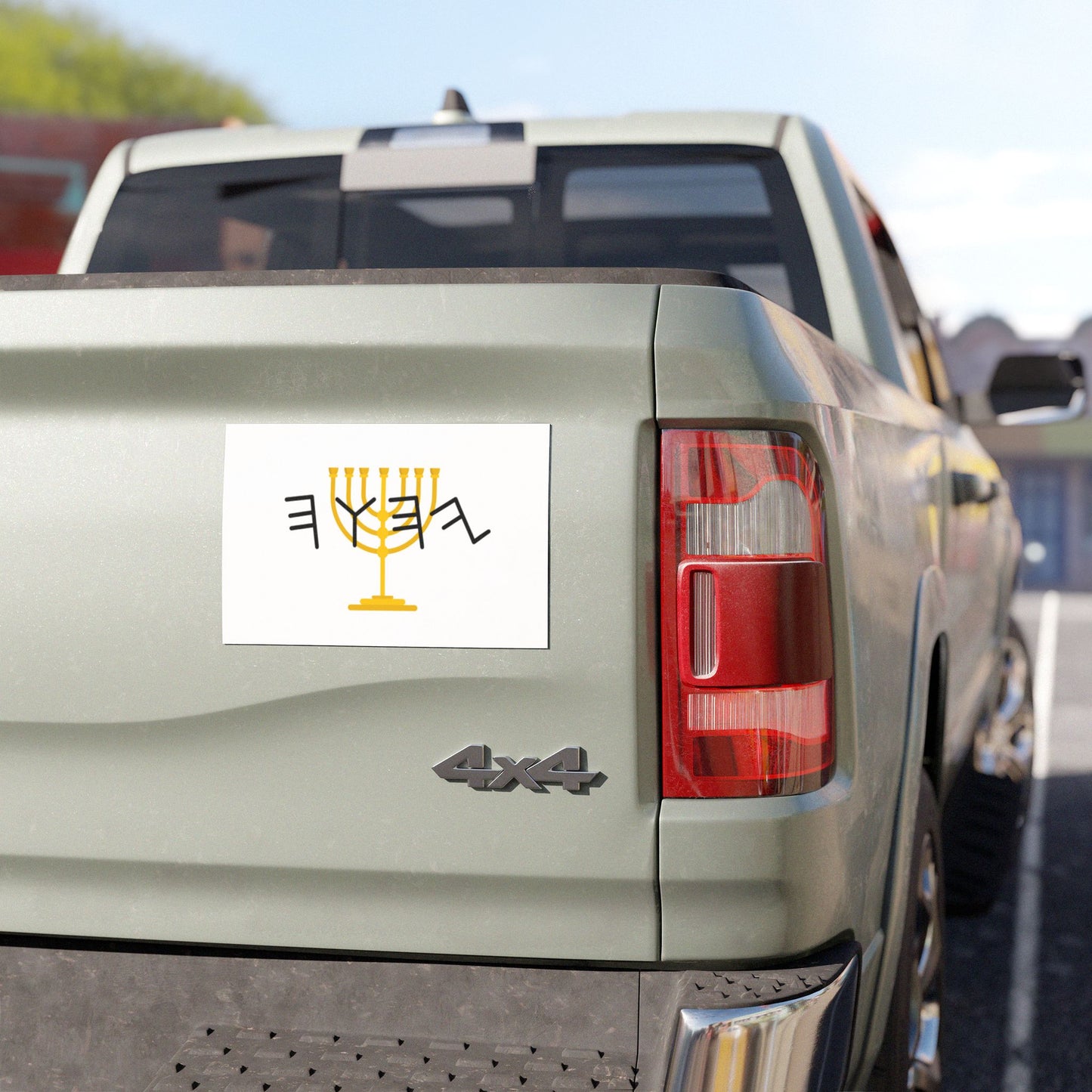 Paleo Hebrew with Menorah Car Magnet