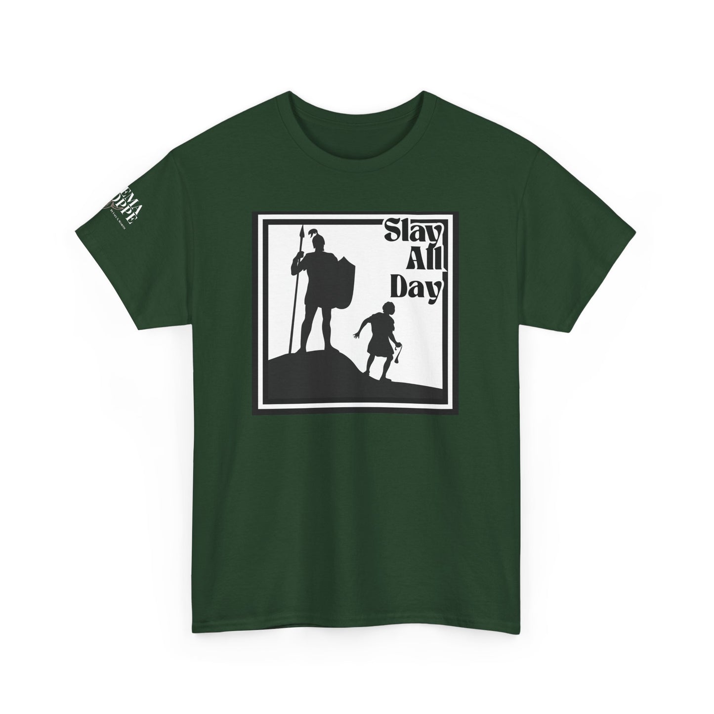 Slay All Day David and Goliath Unisex Heavy Cotton T-Shirt Biblical Humor Tee