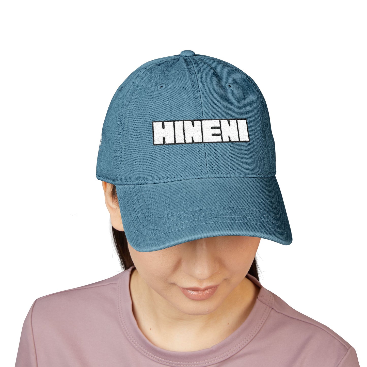 Hineni Here I Am YHWH - Bible Inspired Denim Cotton Embroidered Hat