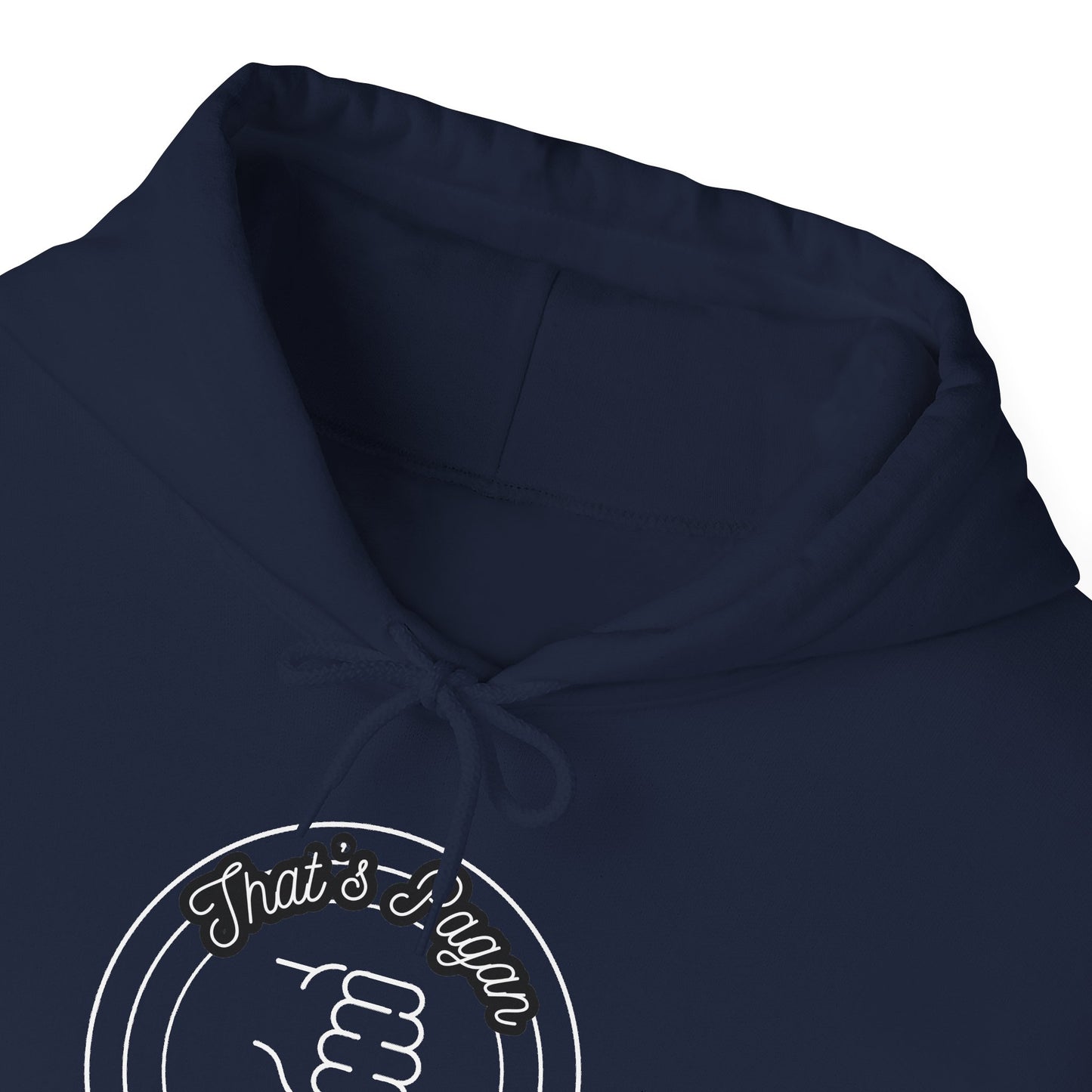 Thar's Pagan Thumbs Down Circle Hoodie — Retro Grunge Anti-Approval Graphic Sweatshirt