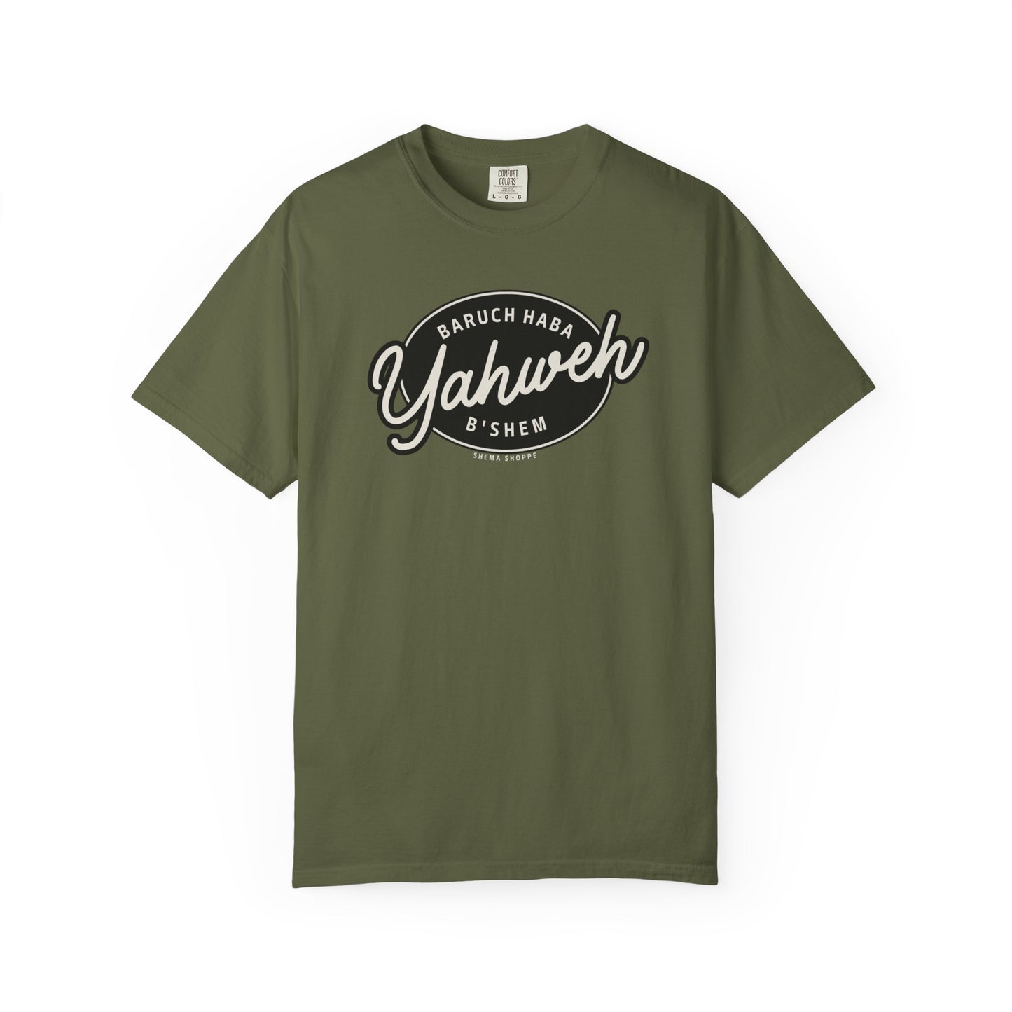 Cotton Tee Baruch Haba B'Shem Yahweh Unisex Garment-Dyed T-shirt