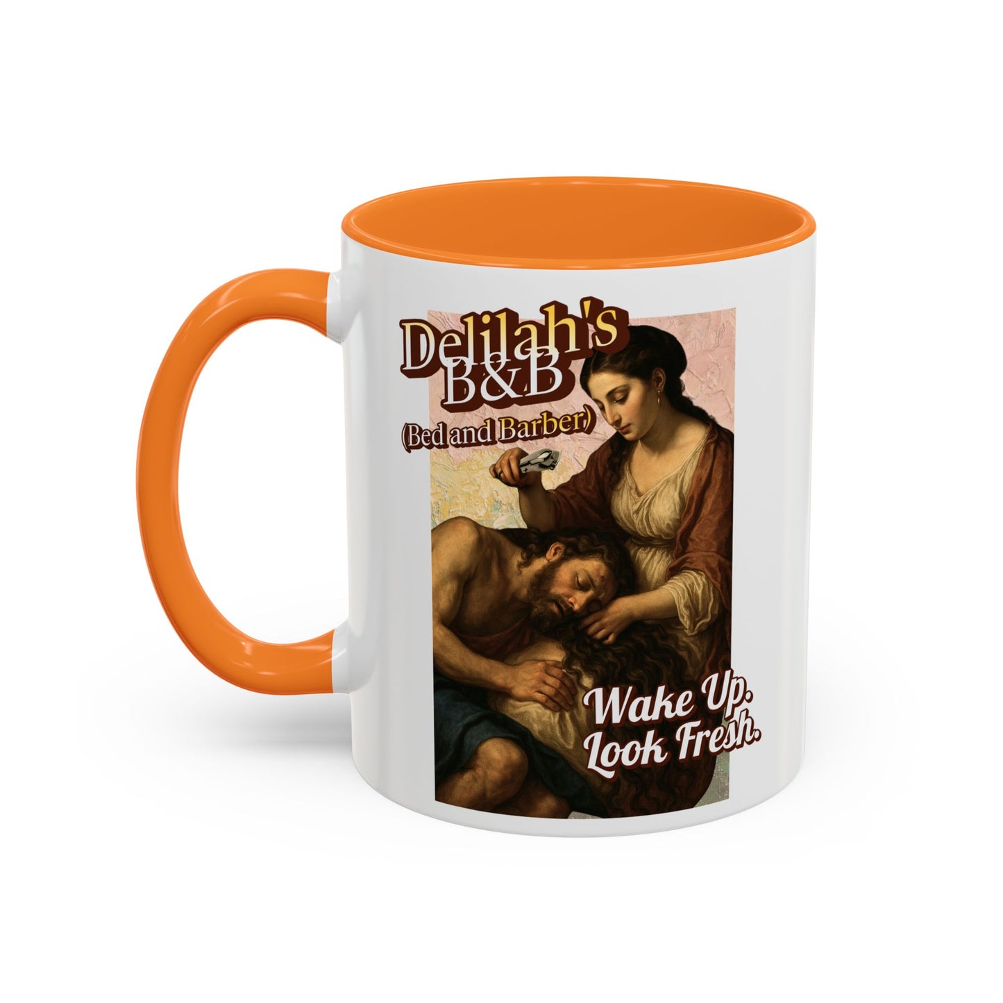 Funny Vintage Sampson Delilah's B&B Coffee Mug Bible Humor