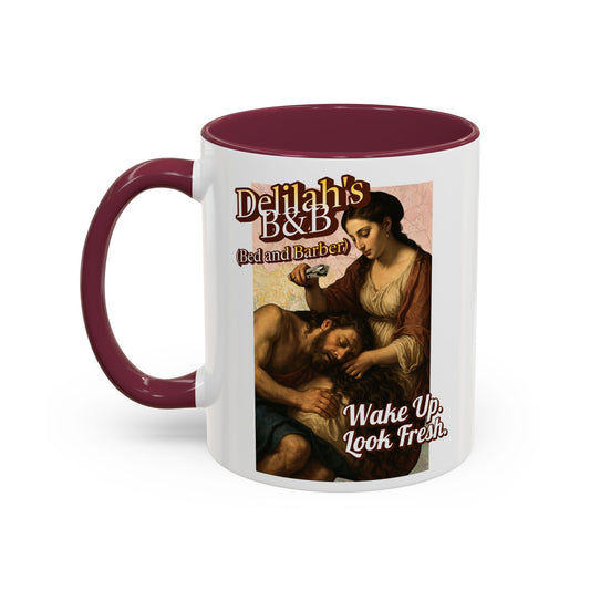 Funny Vintage Sampson Delilah's B&B Coffee Mug Bible Humor