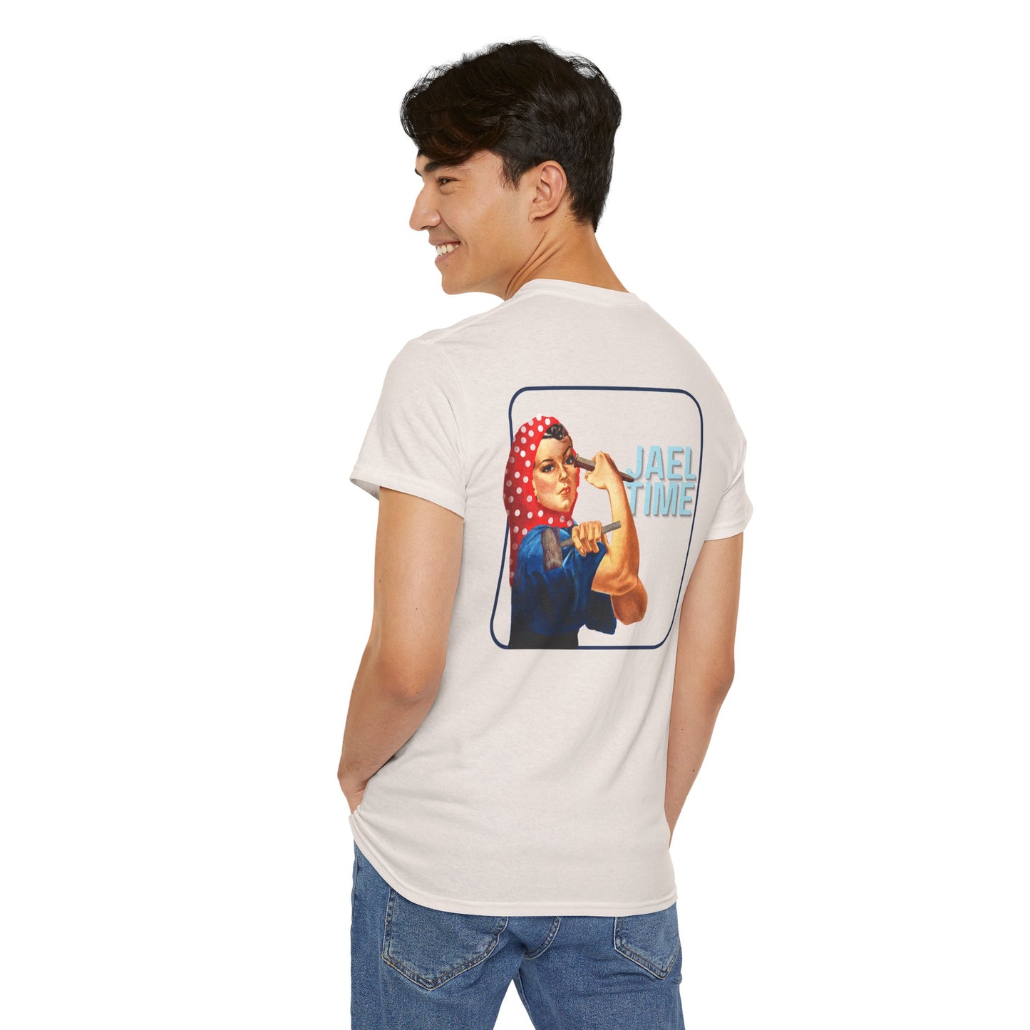 'Jael Time' Humorous Bible Story T-Shirt with Tent Peg and Hammer Design Cotton Tee