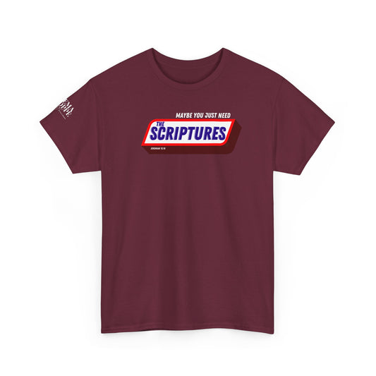 Scriptures Satisfy Heavy Cotton Tee Bible Humor