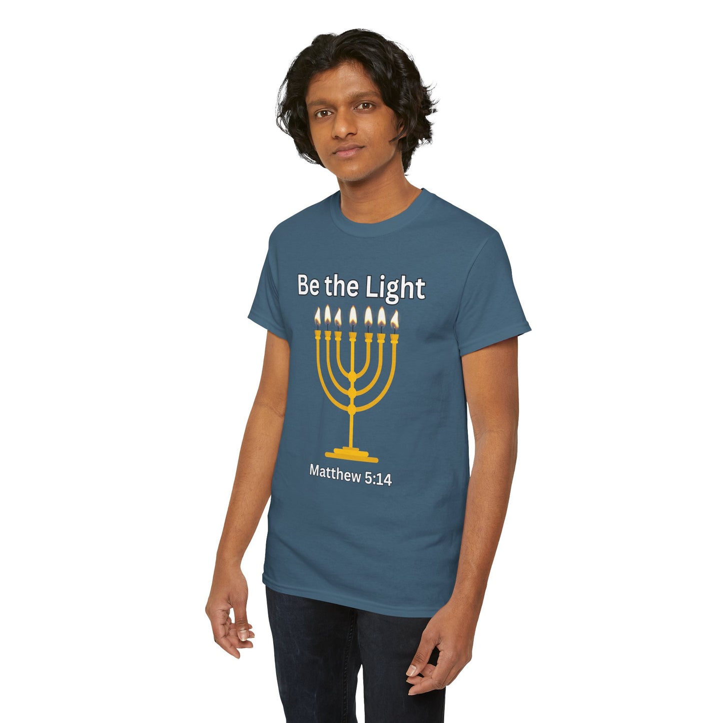 Be the Light Menorah: Unisex Heavy Cotton Tee Matthew 5:14