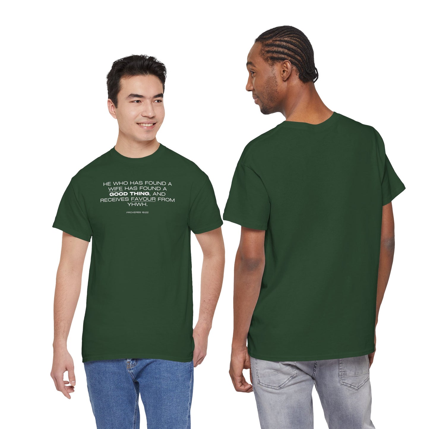 Proverbs 18:22 Men's Tee - Engagements, Weddings, Anniversaries- For The Coordinated Couple 100% Cotton
