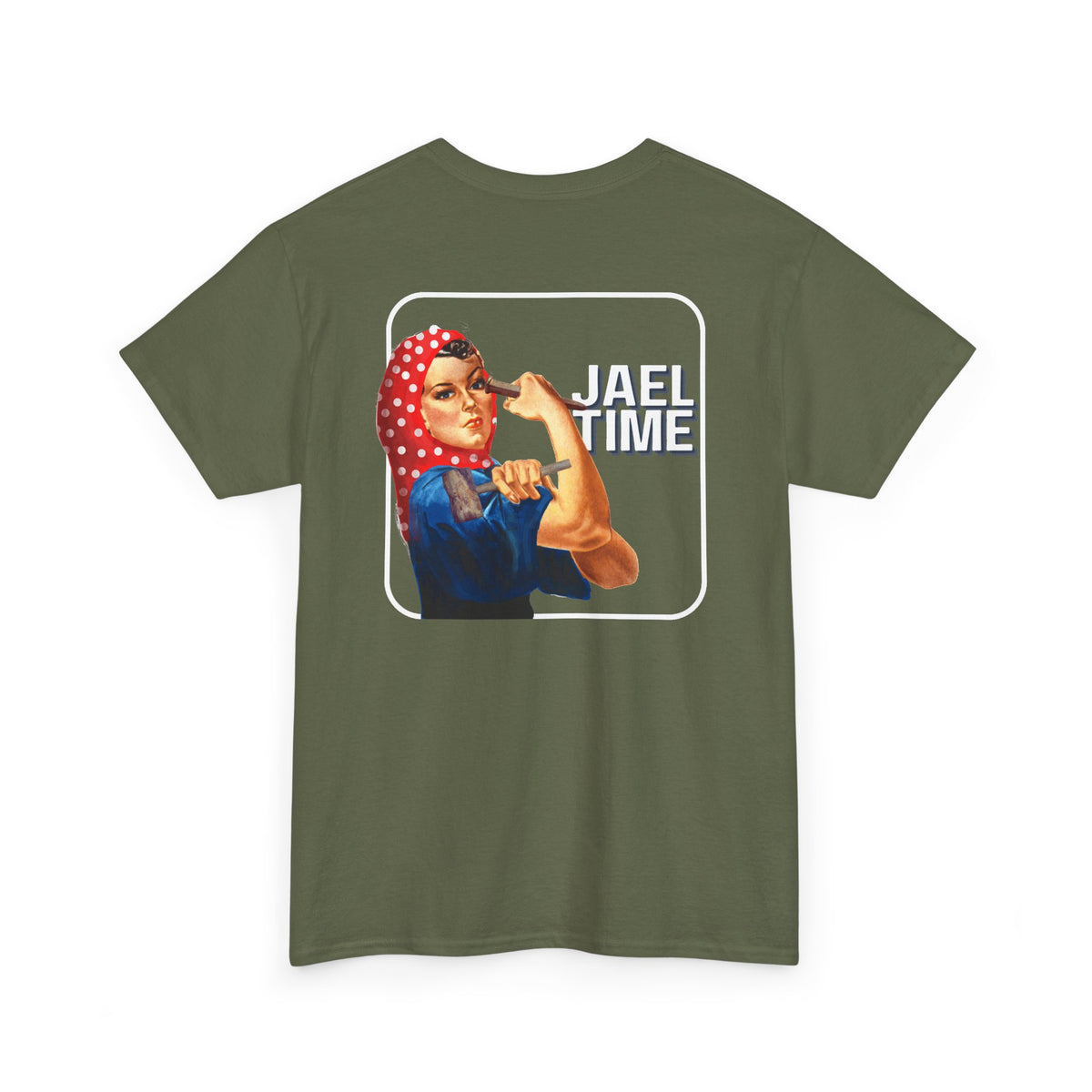 'Jael Time' Humorous Bible Story T-Shirt with Tent Peg and Hammer Design Cotton Tee