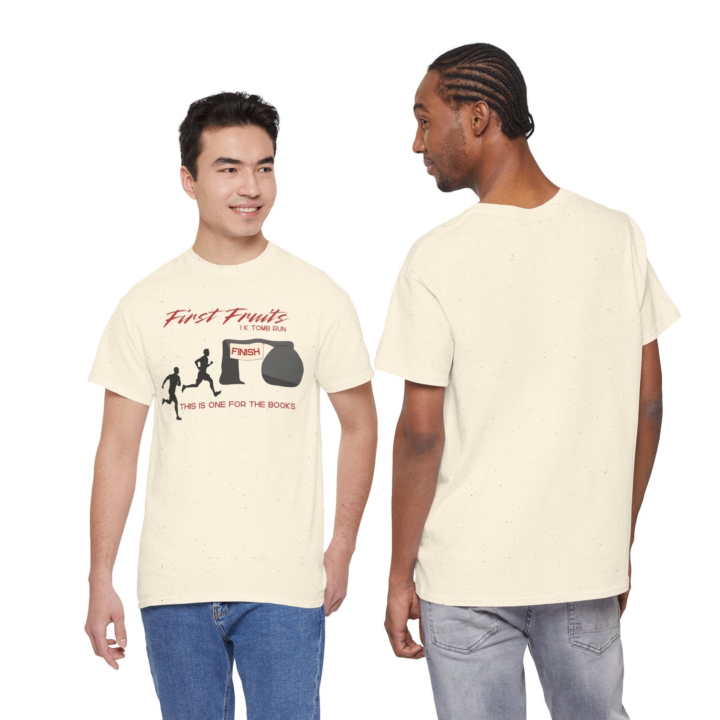 First Fruits 1k Tomb Run Unisex Tee - Funny Biblical Design
