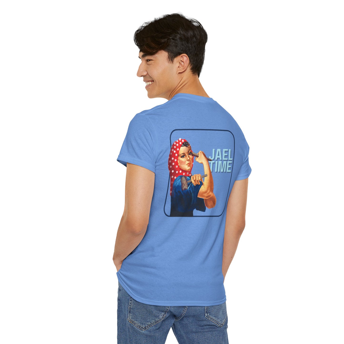 'Jael Time' Humorous Bible Story T-Shirt with Tent Peg and Hammer Design Cotton Tee