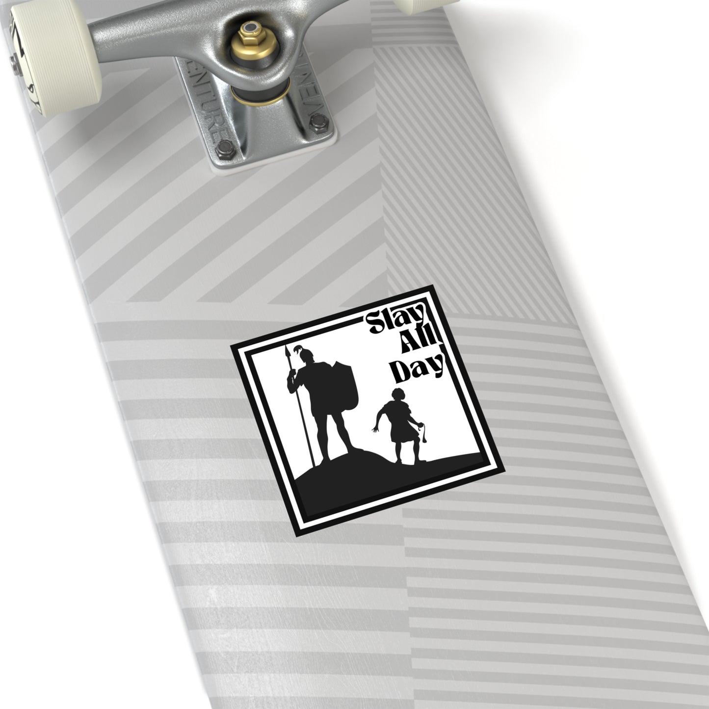 Indoor Outdoor Square Stickers - Slay All Day - Motivational Decor, Warrior, David and Goliath, Gen Z, Gen A, Bible,  Faith