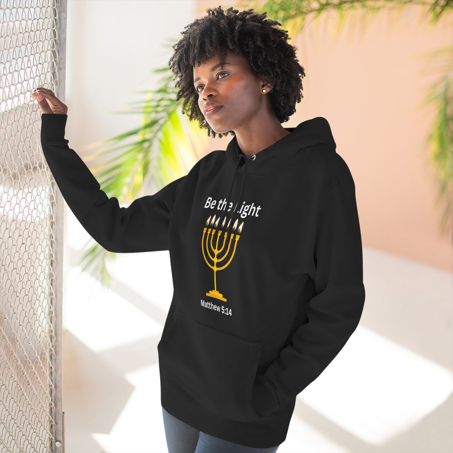 Be The Light Menorah Three-Panel Fleece Hoodie