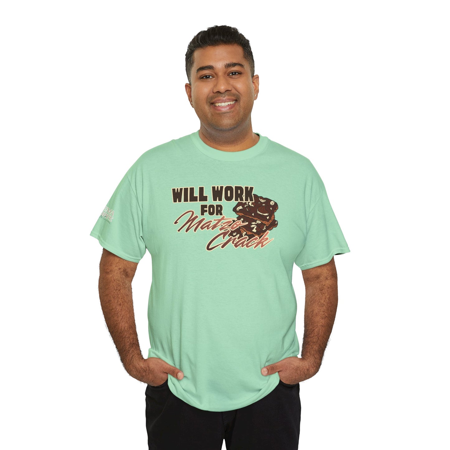 Will Work for Matzo Crack Funny Passover Unleavened Bread T‑Shirt