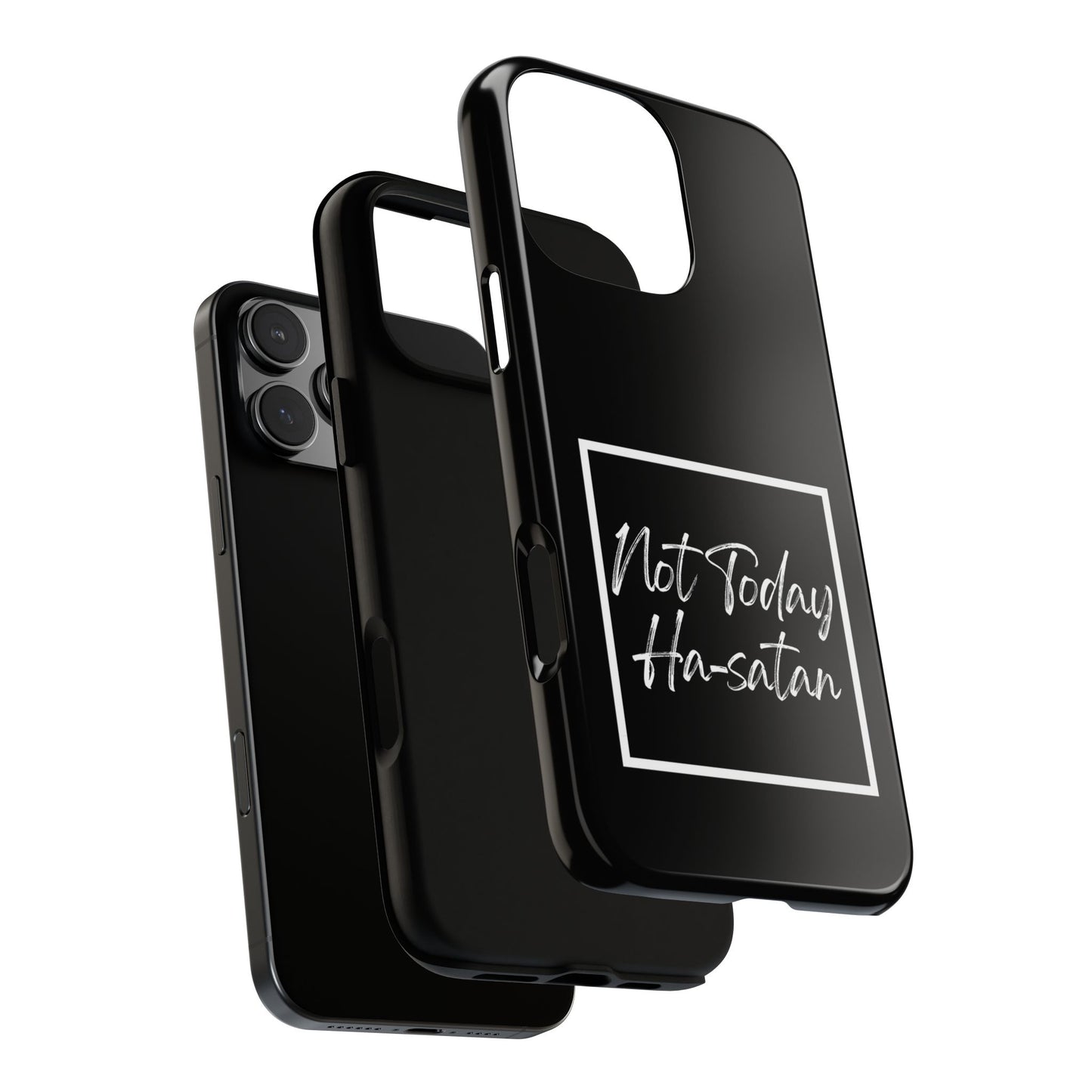 Phone Case- “Not Today Ha-satan” Black Tough Protective Cover Hebrew Humor