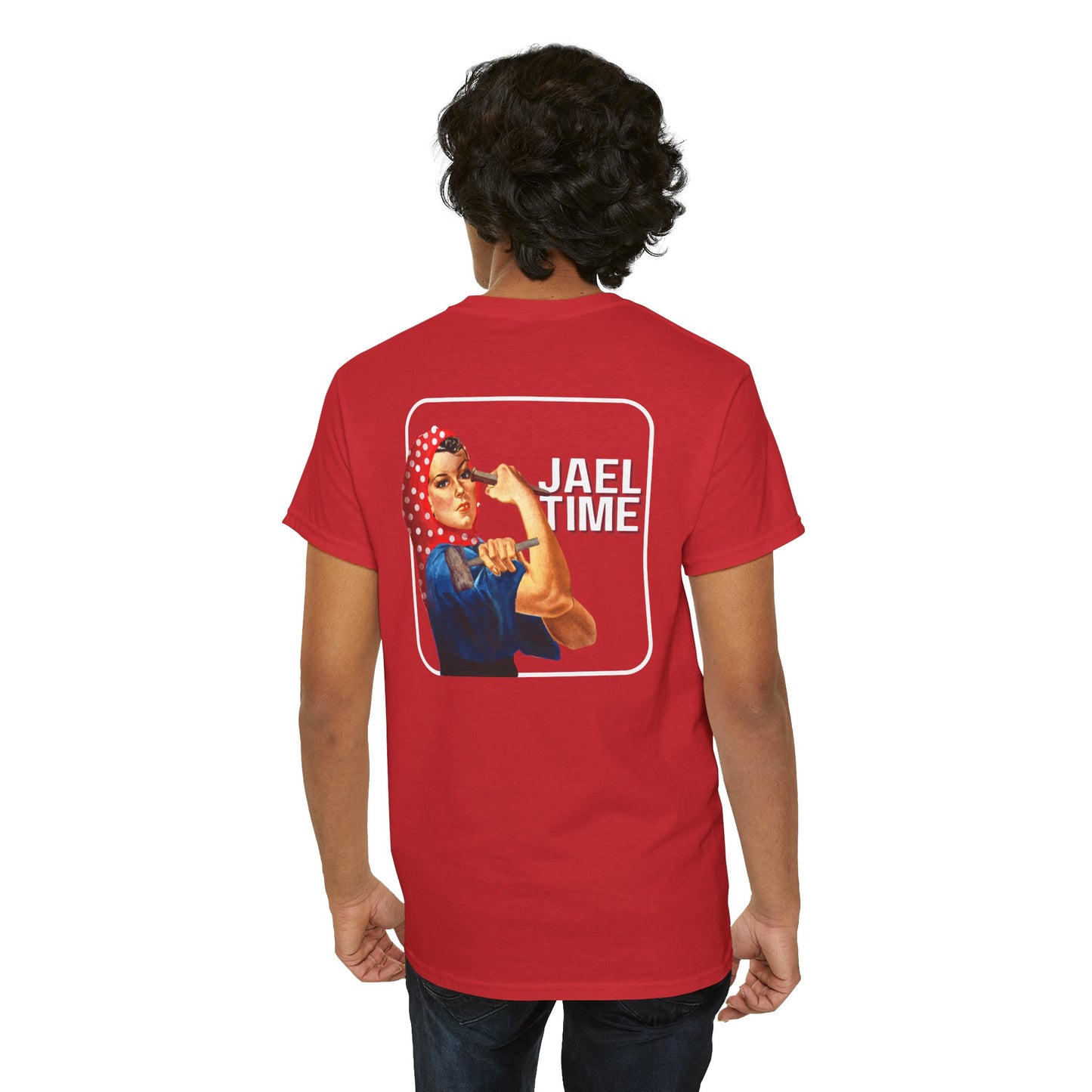 'Jael Time' Humorous Bible Story T-Shirt with Tent Peg and Hammer Design Cotton Tee