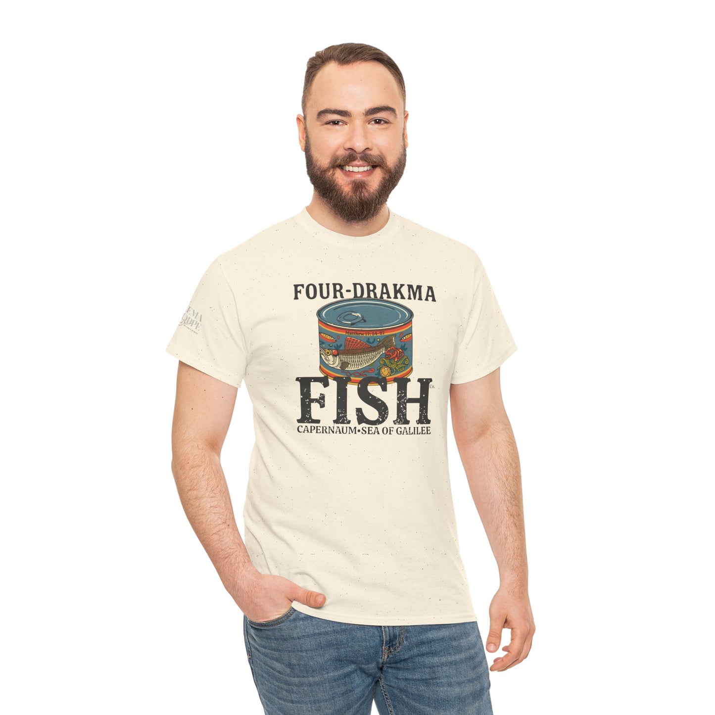 Vintage Four-Drachma Fish Co Matthew 17:24-27 Unisex Tee for Fishermen and Bible Enthusiasts