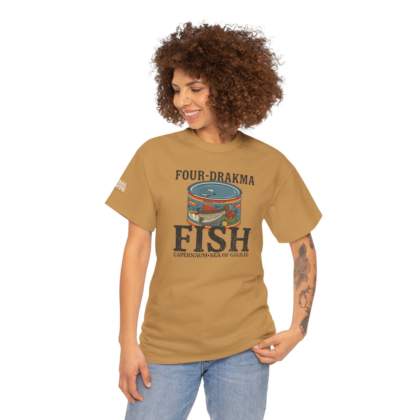 Vintage Four-Drachma Fish Co Matthew 17:24-27 Unisex Tee for Fishermen and Bible Enthusiasts