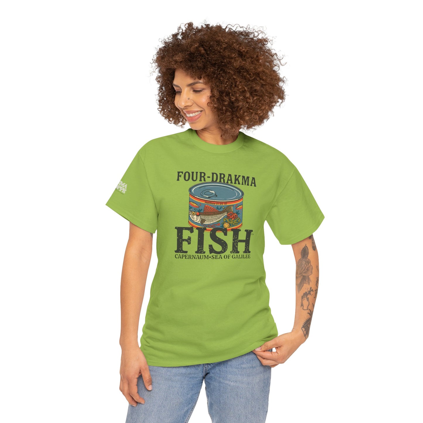 Vintage Four-Drachma Fish Co Matthew 17:24-27 Unisex Tee for Fishermen and Bible Enthusiasts