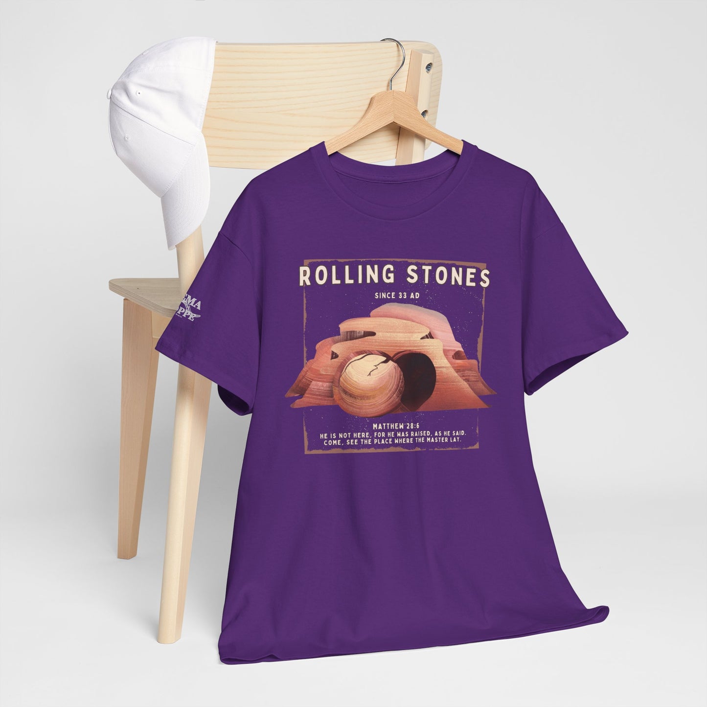 Rolling Stones Since 33 AD Biblical Graphic Tee — "Hebrew Hahas" Vintage Faith Shirt