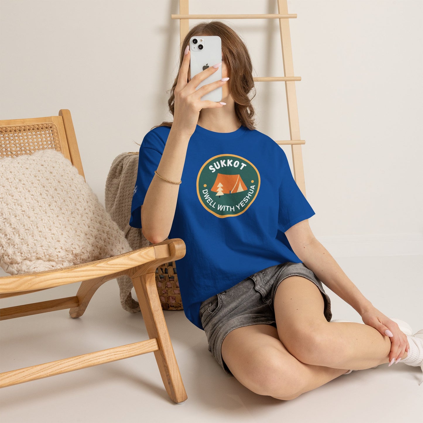 Sukkot Camping Tee — “Dwell With Yeshua” Biblical Feast T‑Shirt
