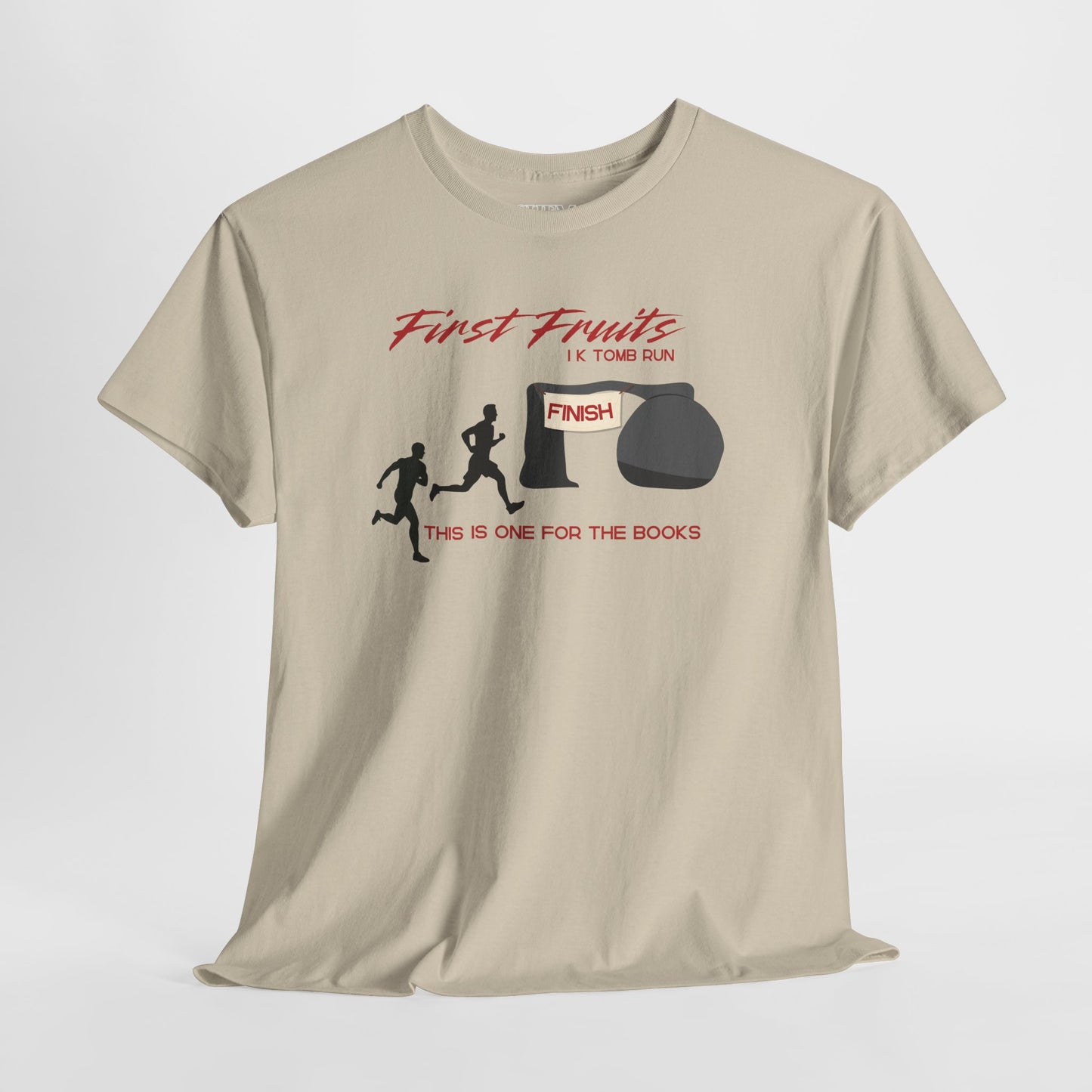 First Fruits 1k Tomb Run Unisex Tee - Funny Biblical Design