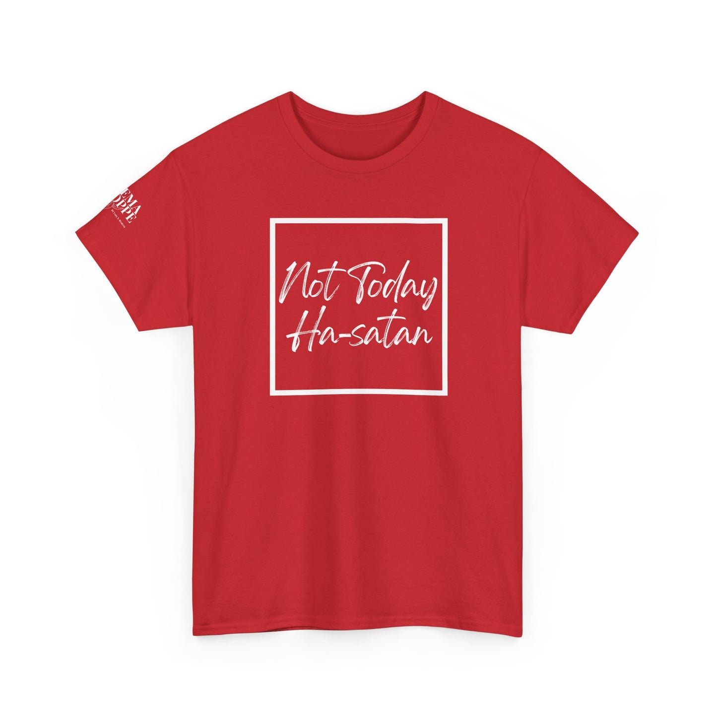 "Not Today Ha-satan" Cotton Tee Minimal Script Graphic Tee