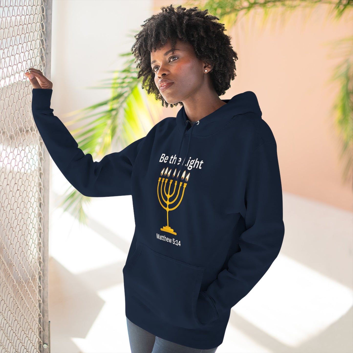 Be The Light Menorah Three-Panel Fleece Hoodie