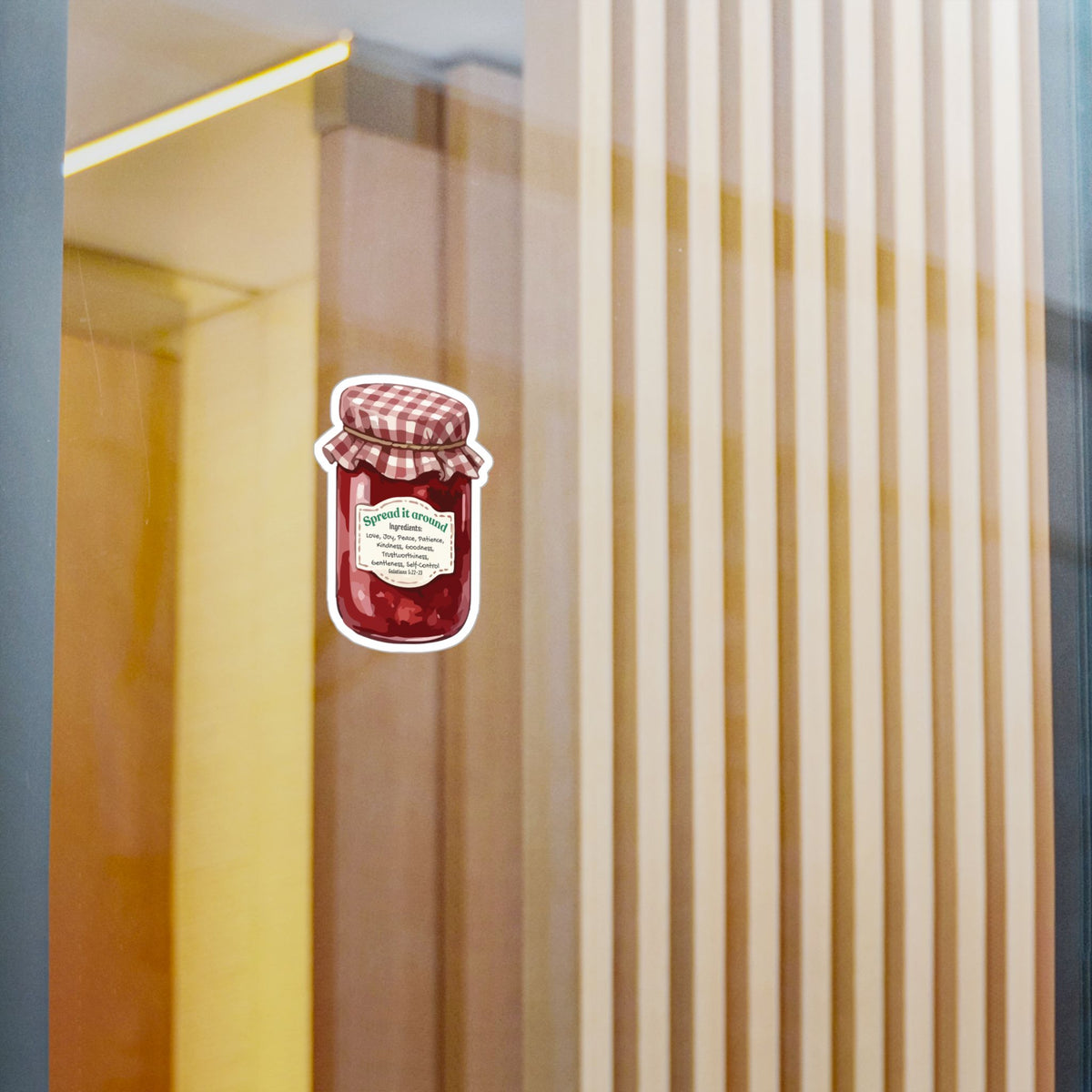 Jam Jar Fruit Of The Spirit Biblical Vinyl Sticker – “Spread It Around” Inspirational Kiss-Cut Decal