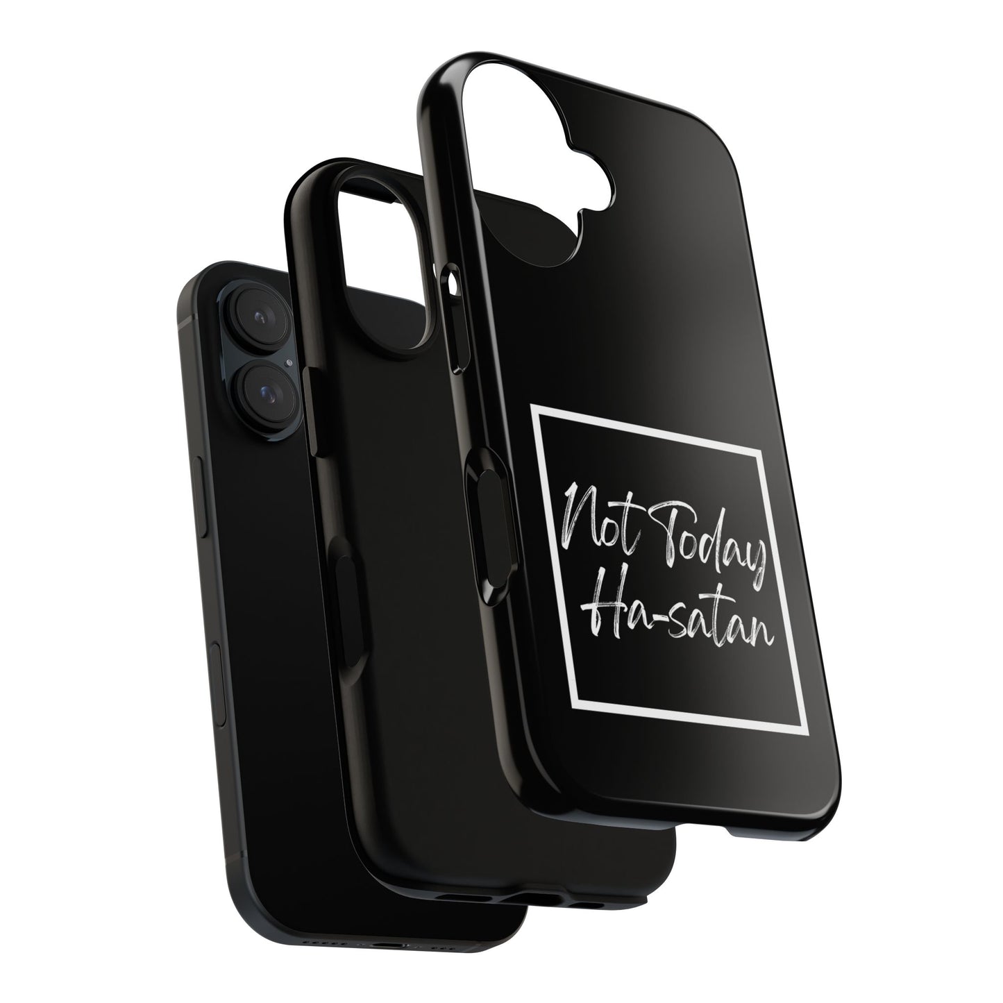 Phone Case- “Not Today Ha-satan” Black Tough Protective Cover Hebrew Humor