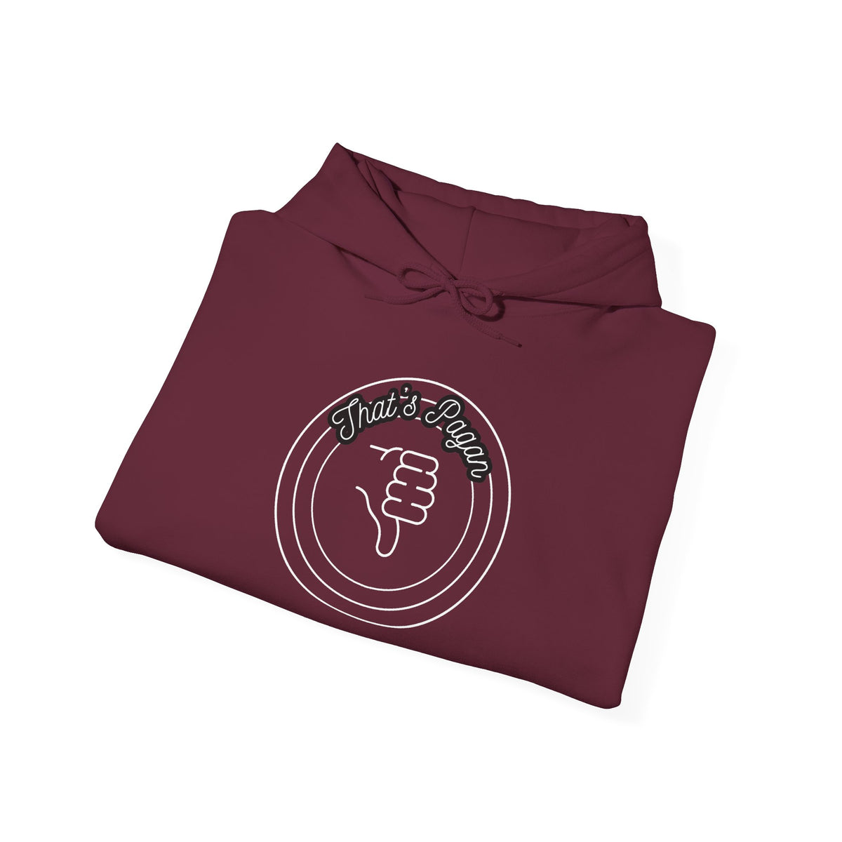 Thar's Pagan Thumbs Down Circle Hoodie — Retro Grunge Anti-Approval Graphic Sweatshirt