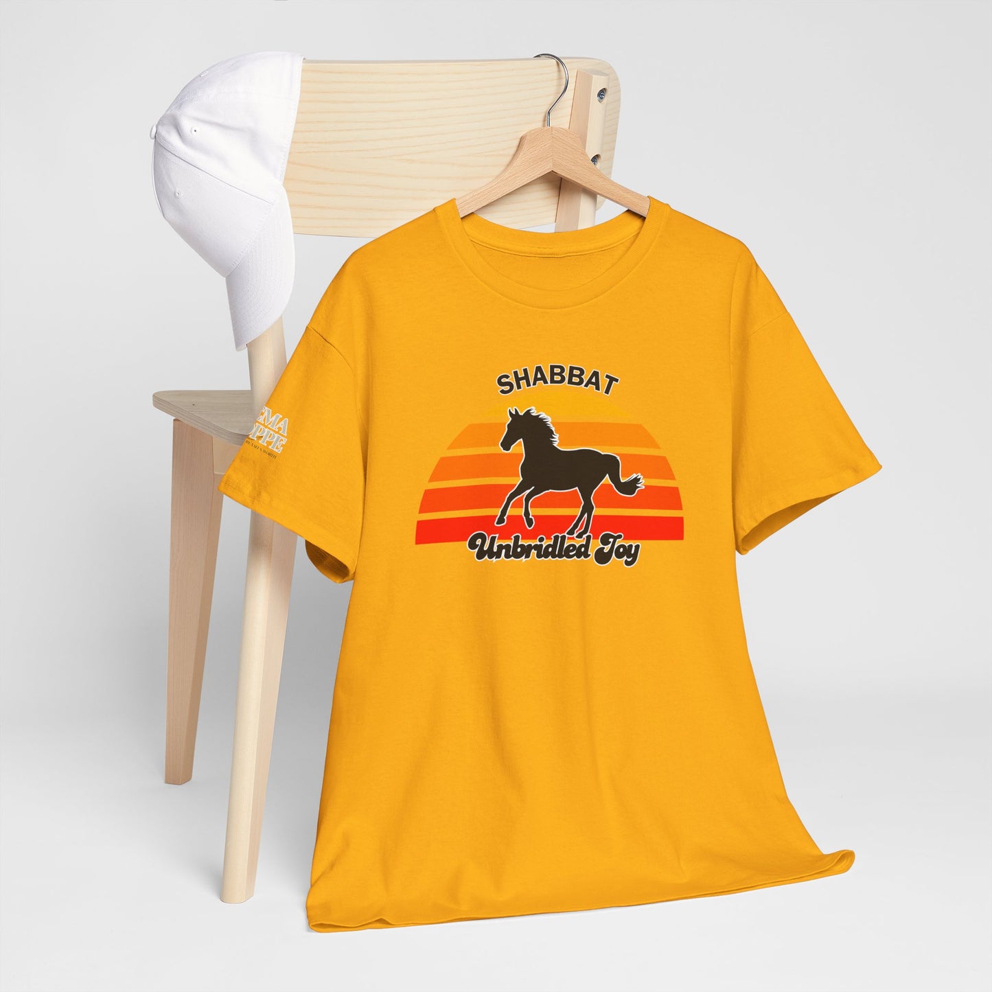 Shabbat Unbridled Joy Tee — Retro Horse Sabbath Sunset T‑Shirt
