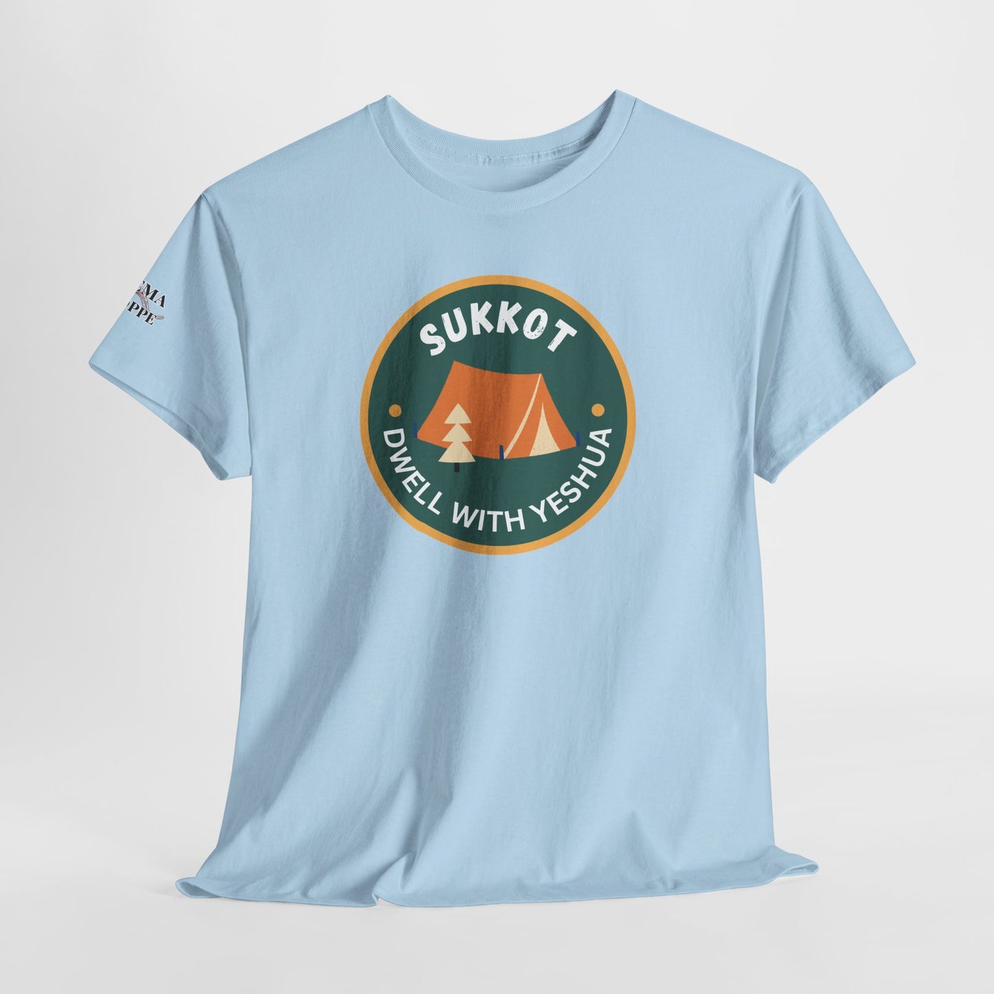 Sukkot Camping Tee — “Dwell With Yeshua” Biblical Feast T‑Shirt