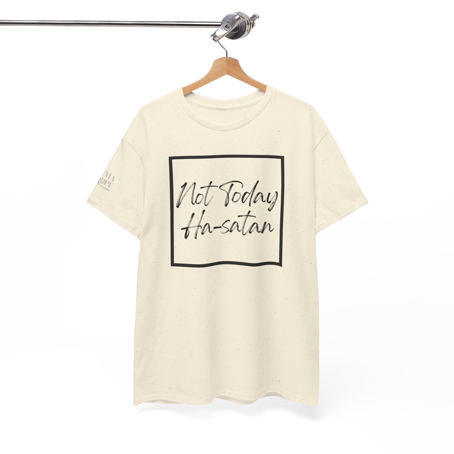 "Not Today Ha-satan" Cotton Tee Minimal Script Graphic Tee