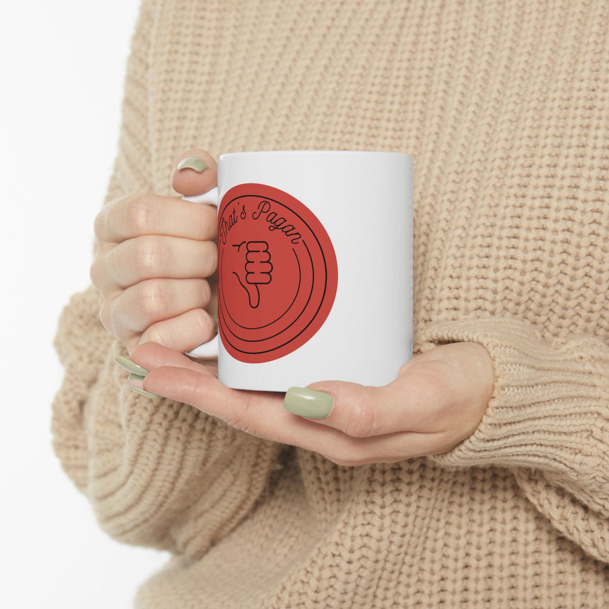 That's Pagan Funny Ceramic Mug – Red Minimalist Coffee Cup