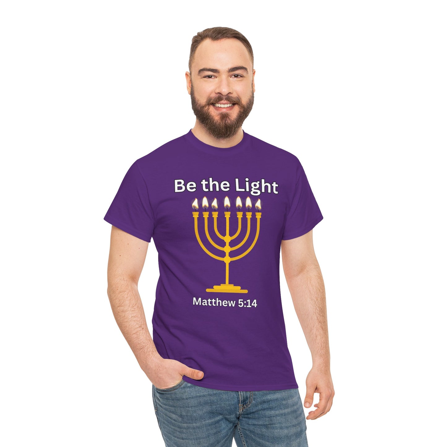 Be the Light Menorah: Unisex Heavy Cotton Tee Matthew 5:14