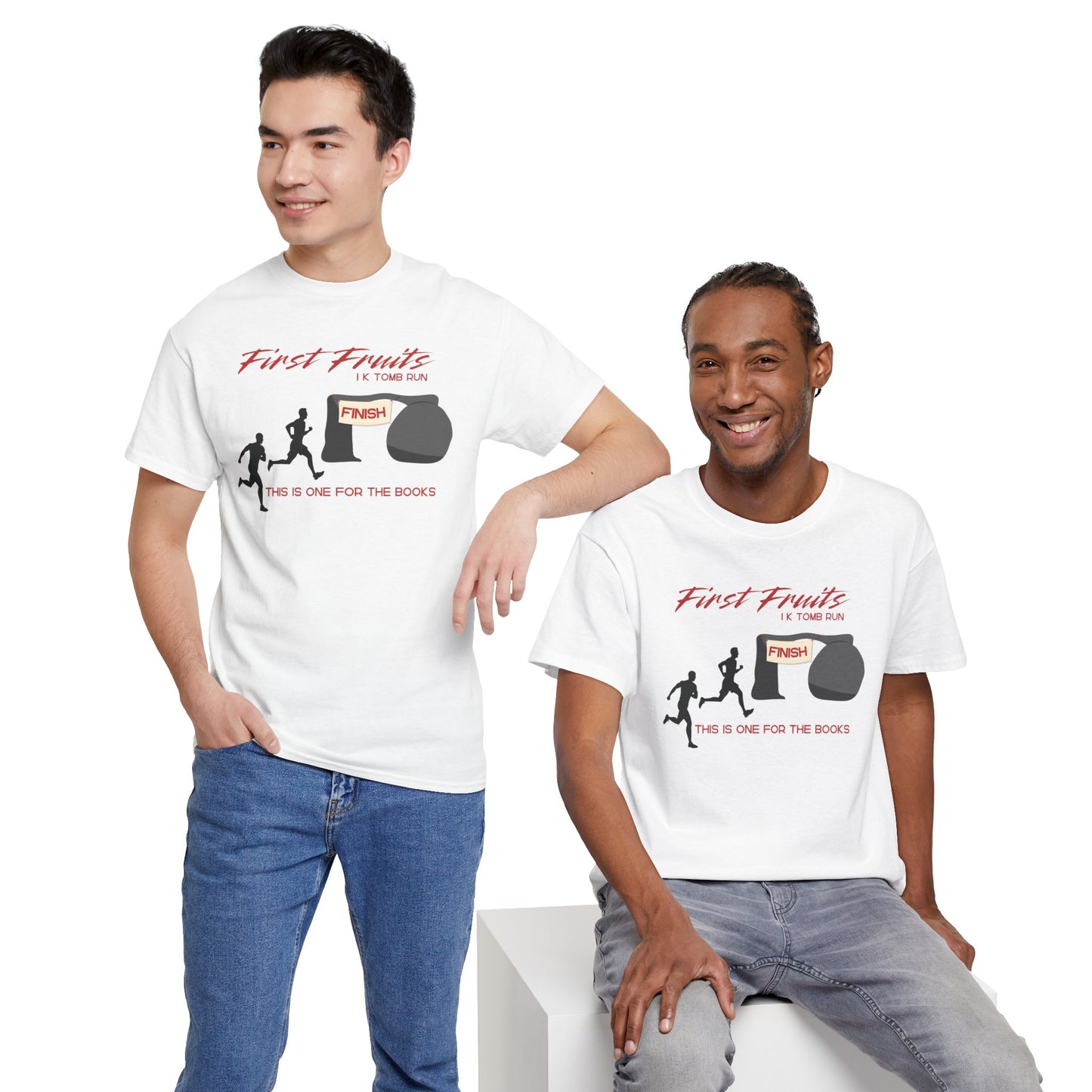 First Fruits 1k Tomb Run Unisex Tee - Funny Biblical Design