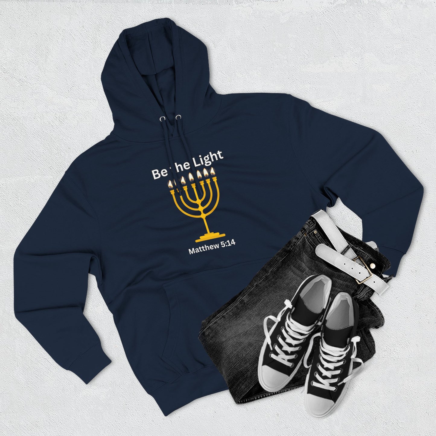 Be The Light Menorah Three-Panel Fleece Hoodie